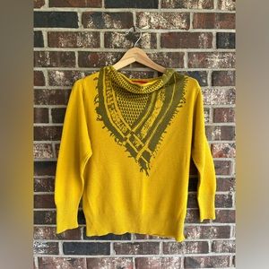 AKIRA CHICAGO Cowl Neck Sweater with Printed Scarf-Size S/M